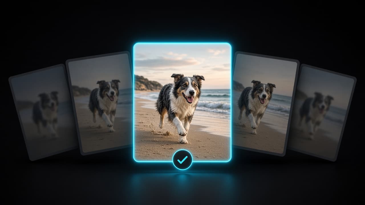 Group of similar iPhone photos with the sharpest shot highlighted as the keeper