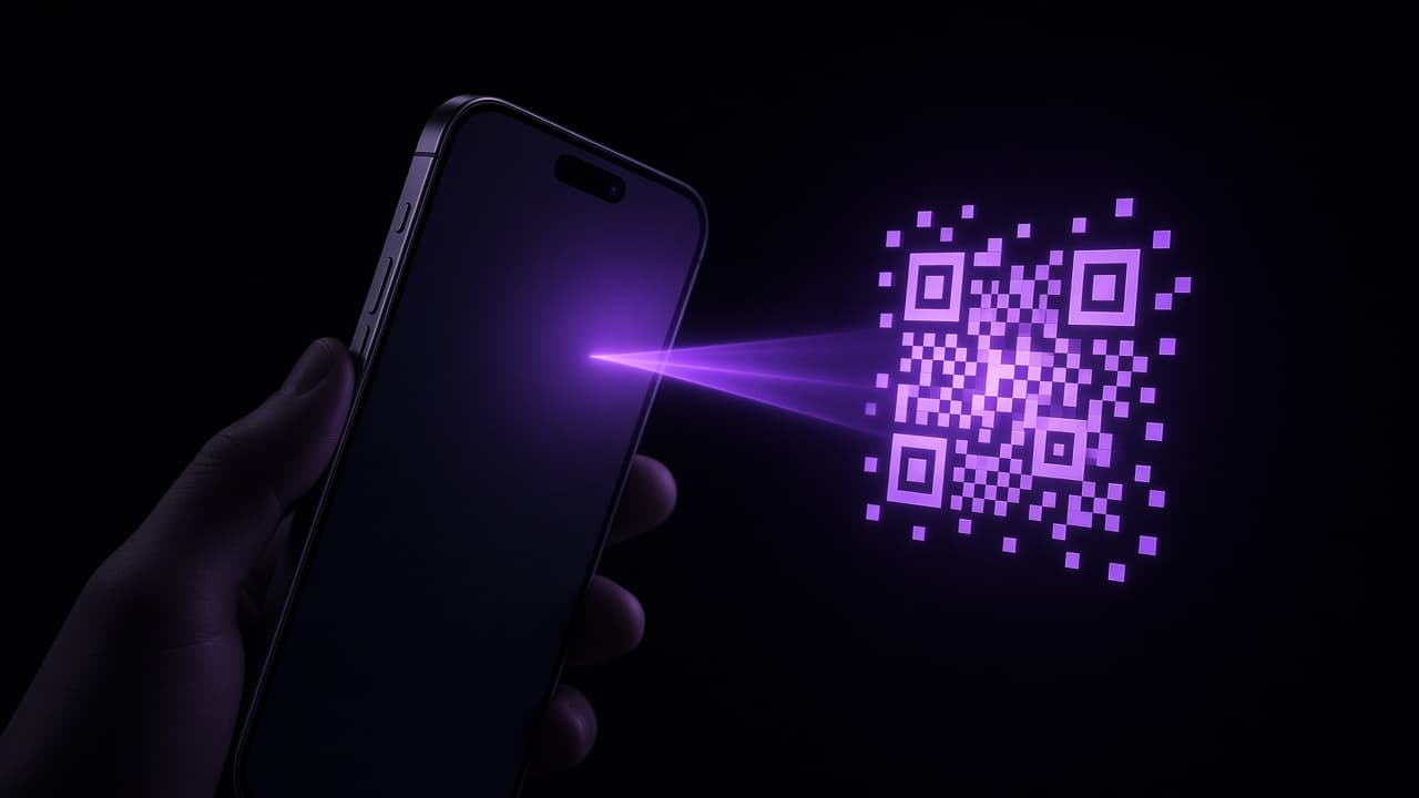 iPhone scanning a glowing QR code to add a new two-factor account